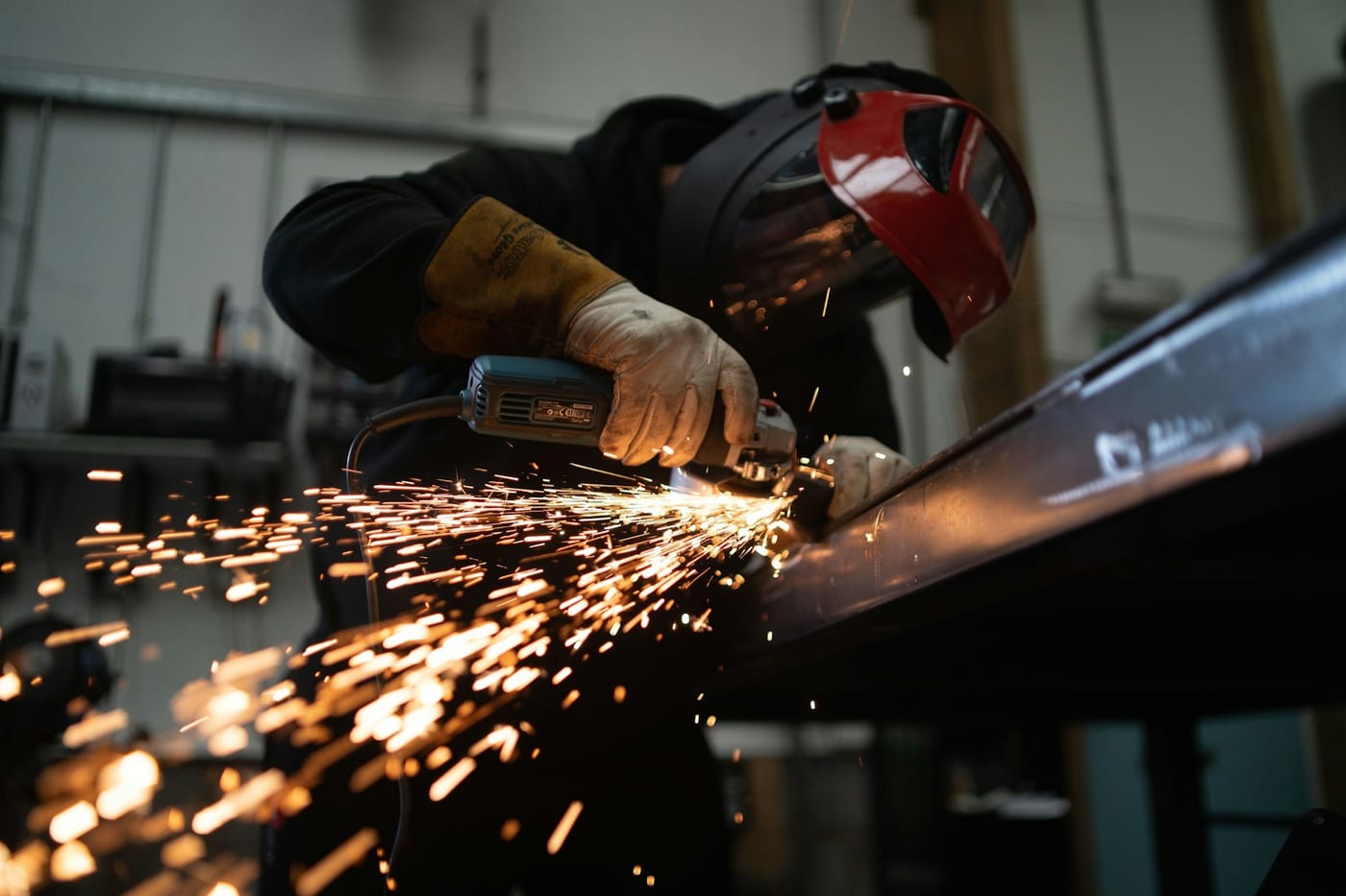 Grinding and cutting steel with sparks