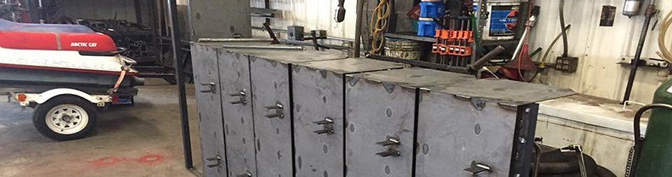 Fabricated steel enclosures in the Wagner Mobile Welding shop