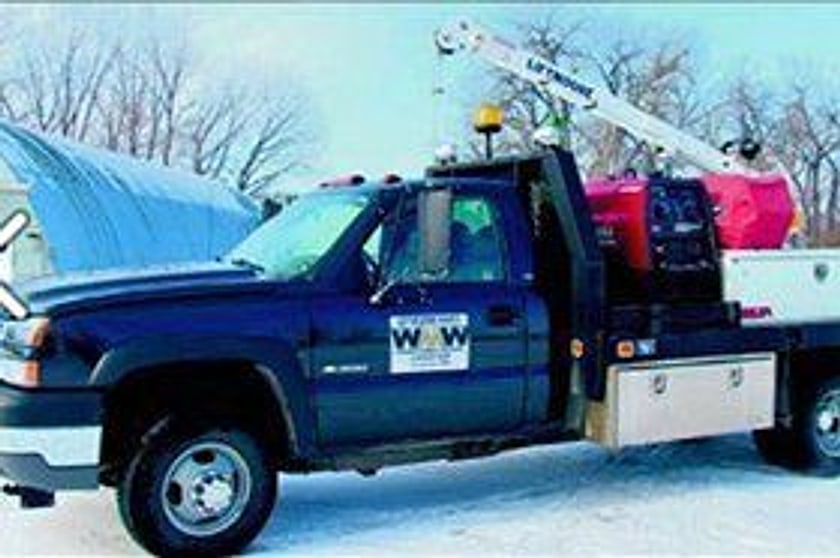 Wagner Mobile Welding truck with crane and welder in winter